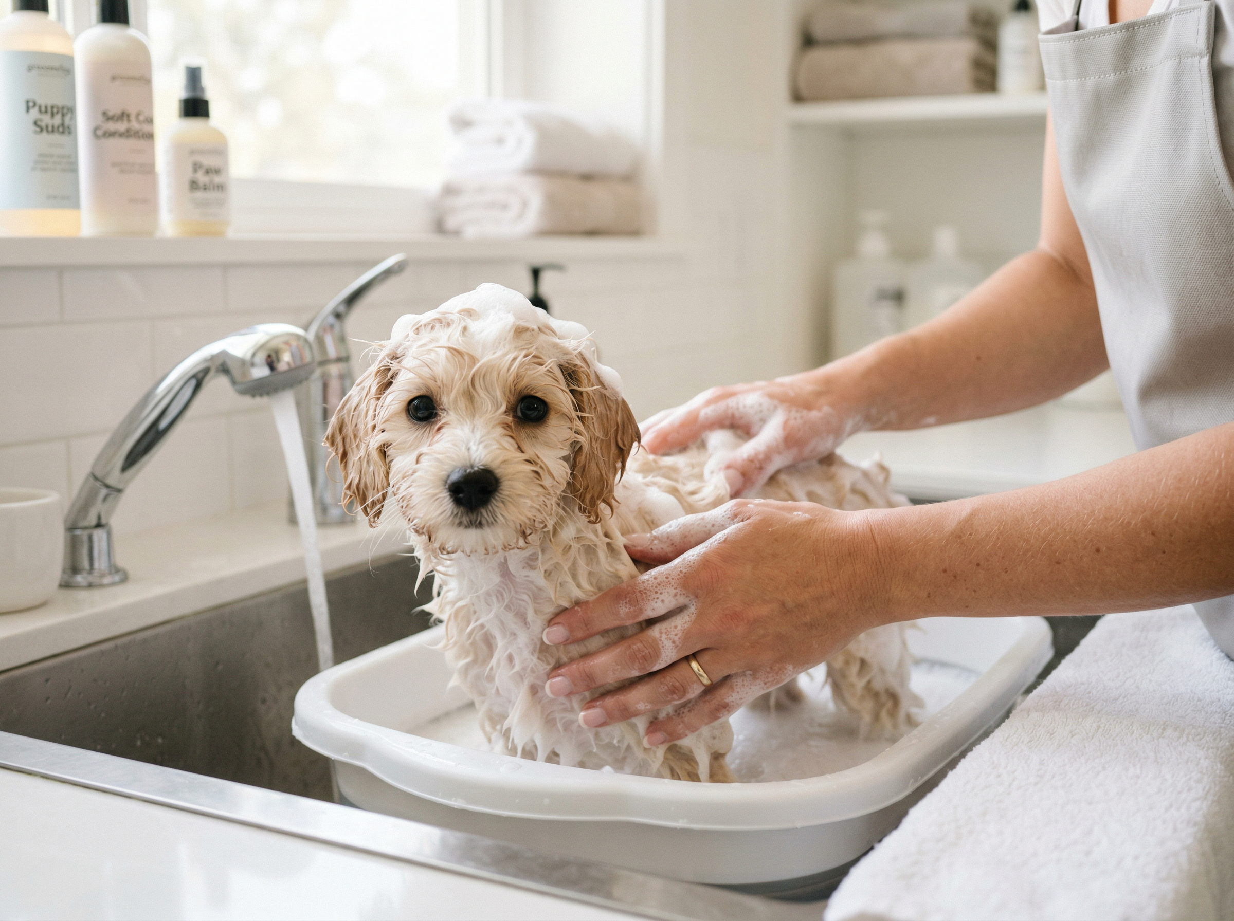 Early grooming routines including ear care, bathing, and nail trimming